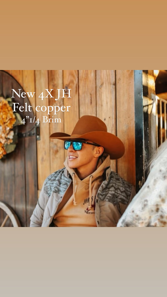 New 2023 JH Felt 4X Wool “Copper ” 6” crown 4”1/4 brim - Jobes Hats
