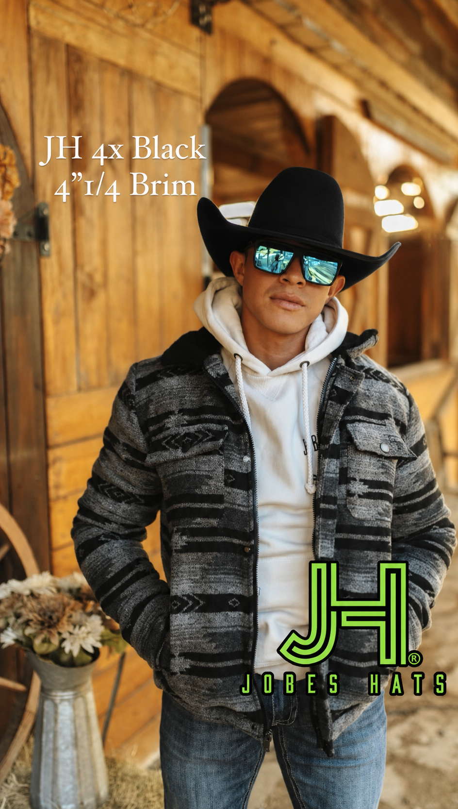 New 2023 JH Felt 4X Wool “Black” 6” crown 4”1/4 brim