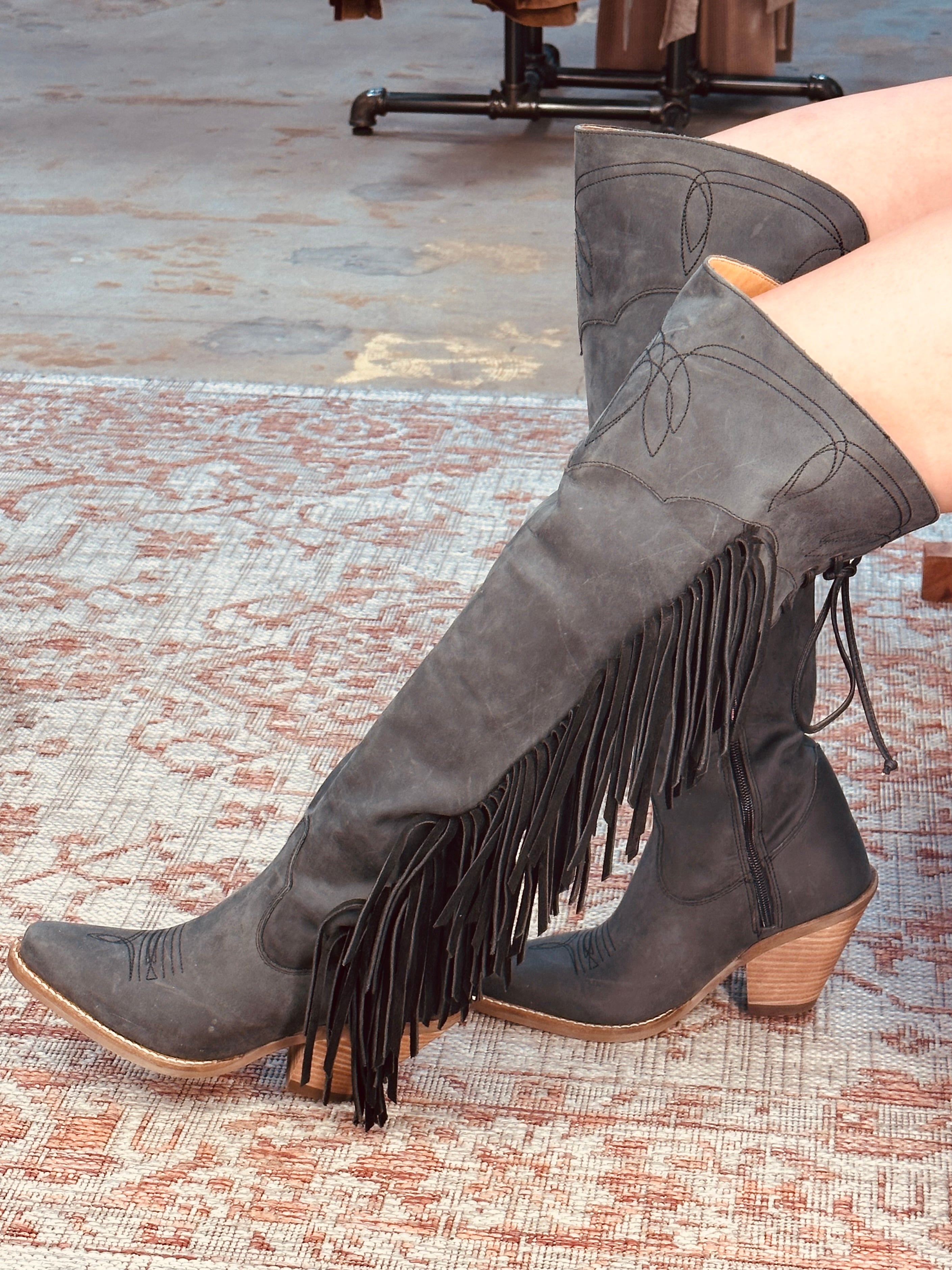 2023 Dingo- DI 604 - Sky High Off White/Black - Knee High Boots - Jobes Hats