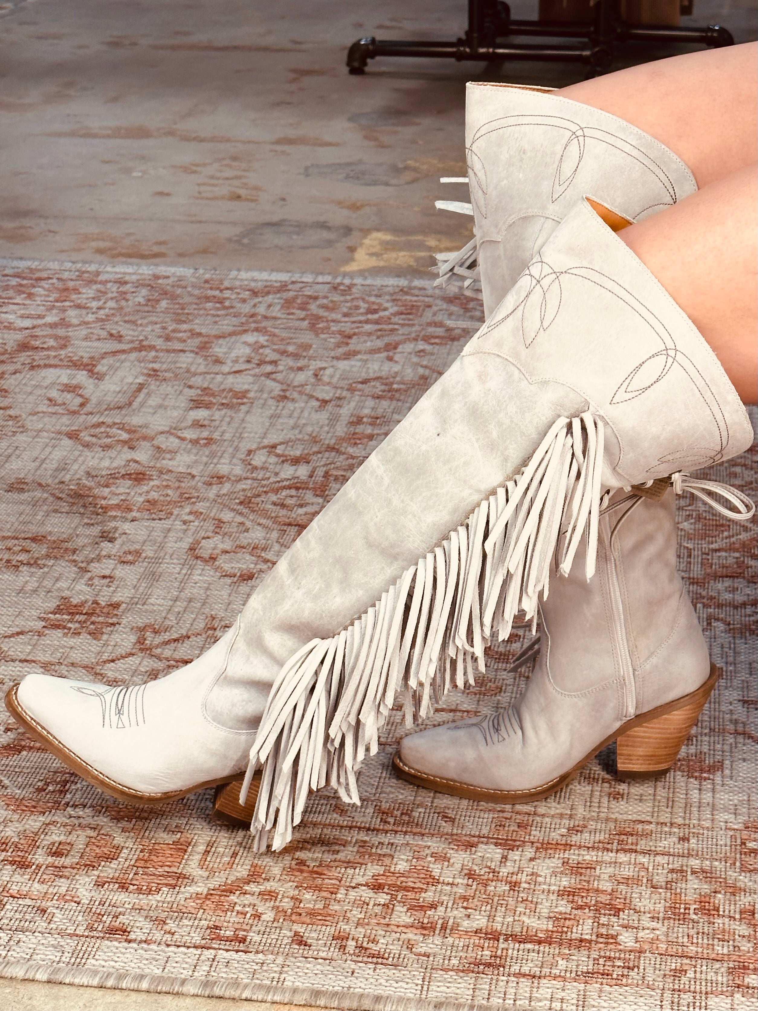 2023 Dingo- DI 604 - Sky High Off White/Black - Knee High Boots - Jobes Hats