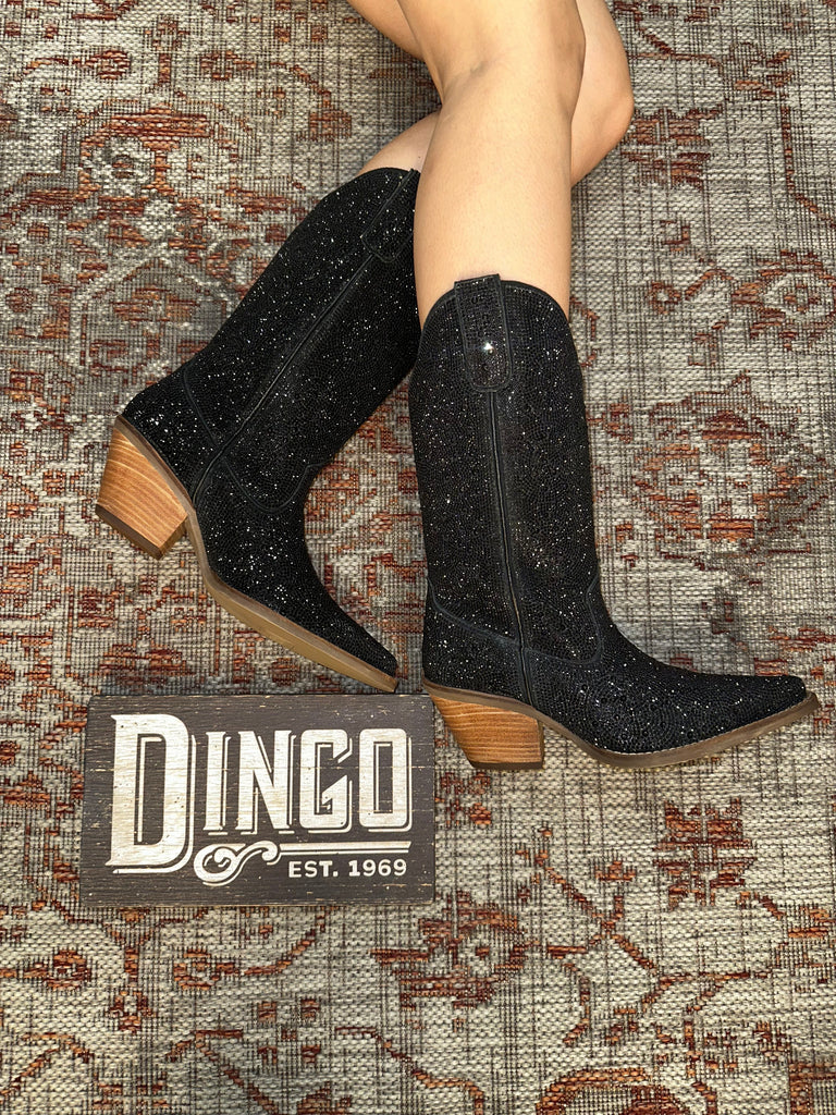 2023 Dingo -Silver Dollar Leather Boot- Black/Silver - Jobes Hats