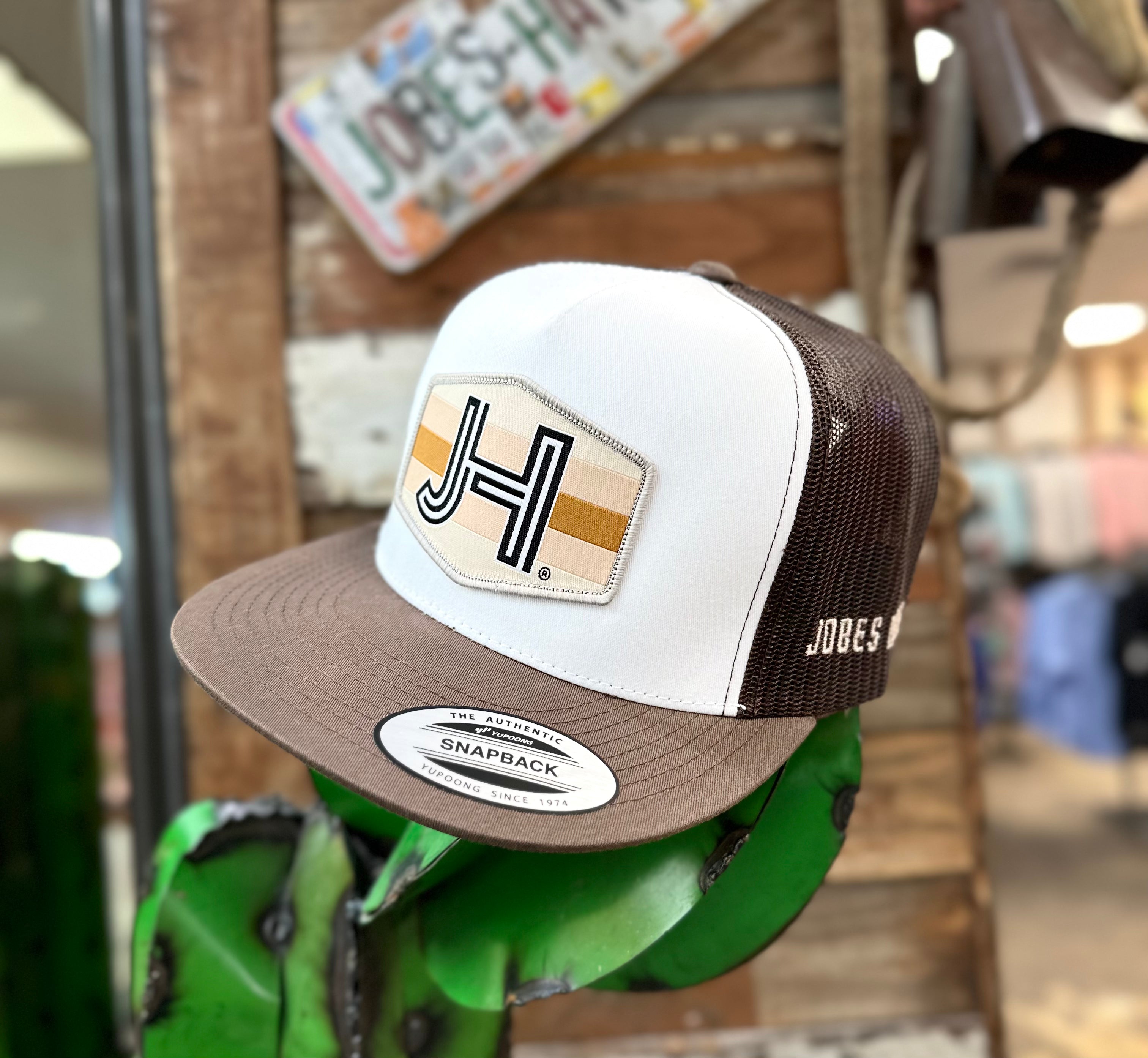NEW 2023 Jobes Trucker Cap - White/Brown caramelo patch - Jobes Hats