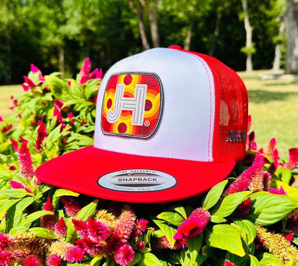 2023 August Collection Jobes Cap- White/Red Lava patch - Jobes Hats