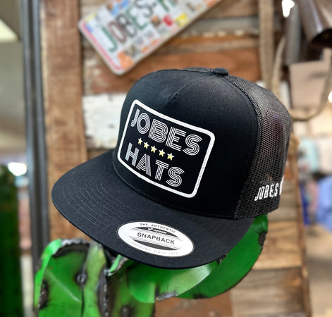 NEW 2023 Jobes Trucker Cap - All Black 5 Star patch White letters - Jobes Hats