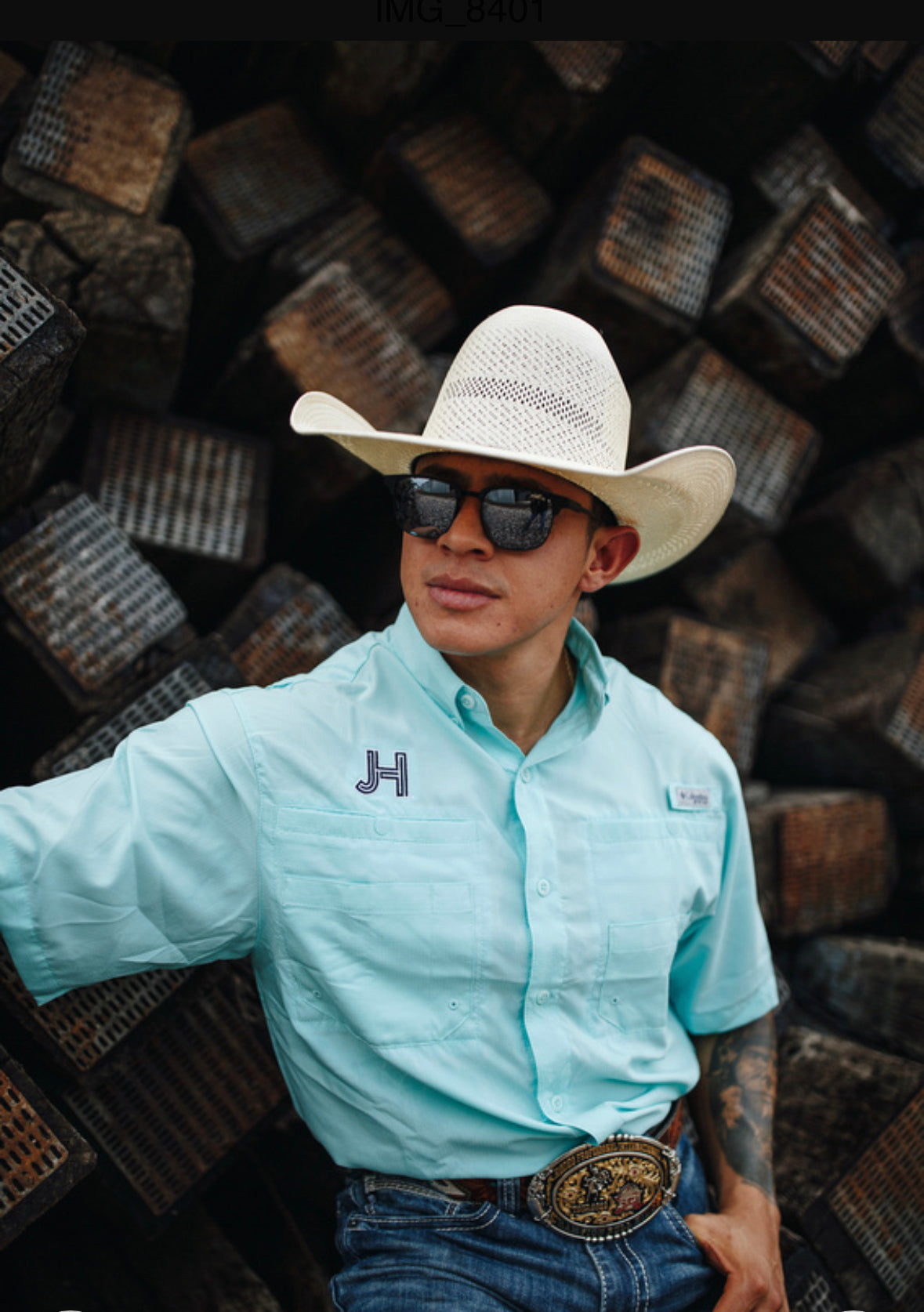 JH Columbia Shirt Short Sleeve Turquoise - Jobes Hats