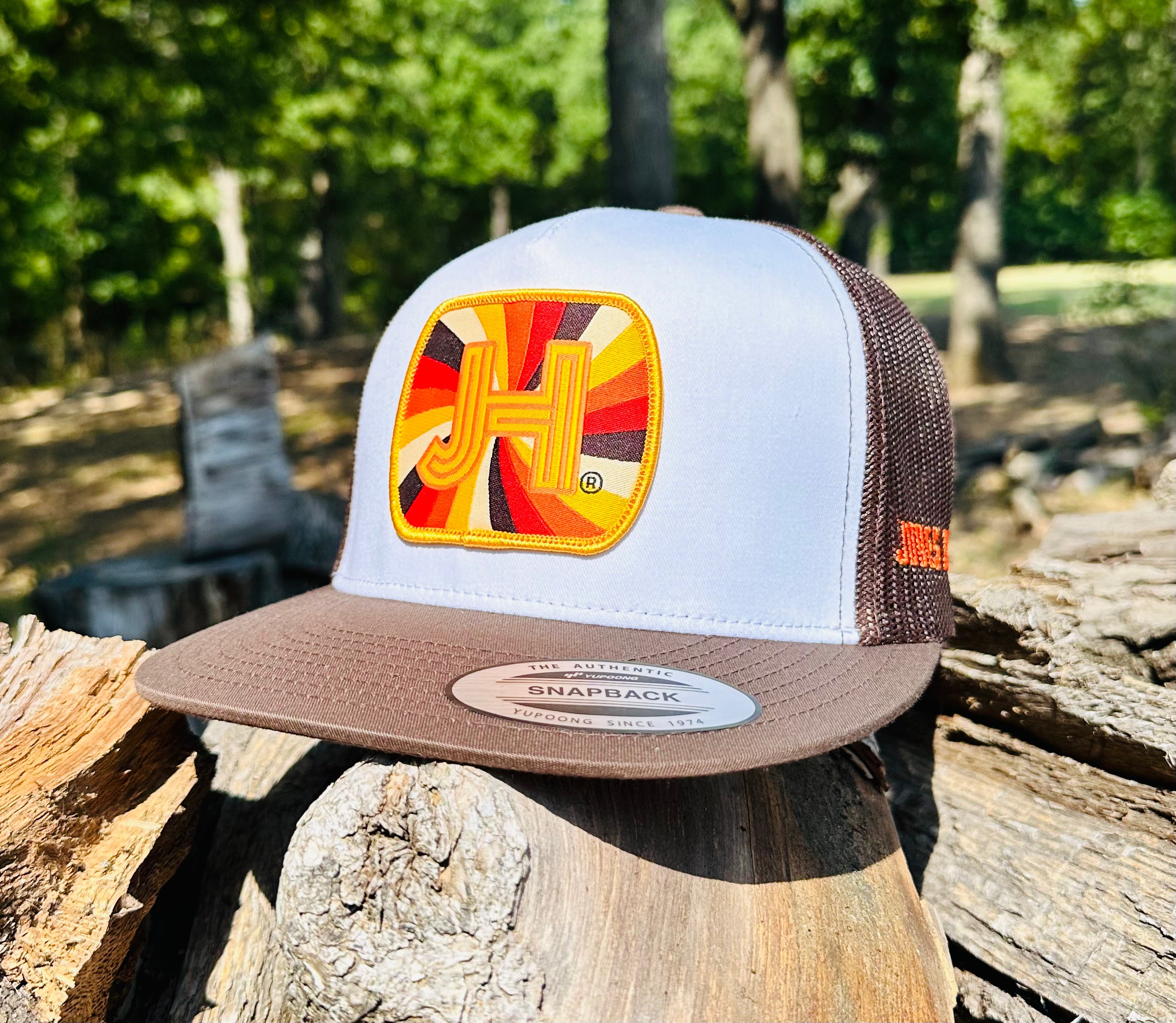 2023 August Collection Jobes Cap- White/Brown Windmill patch - Jobes Hats