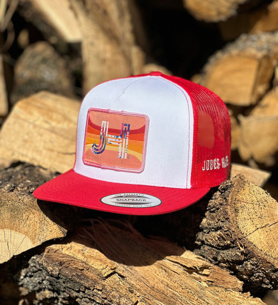 2023 Jobes Hats White/Red 80’s patch - Jobes Hats