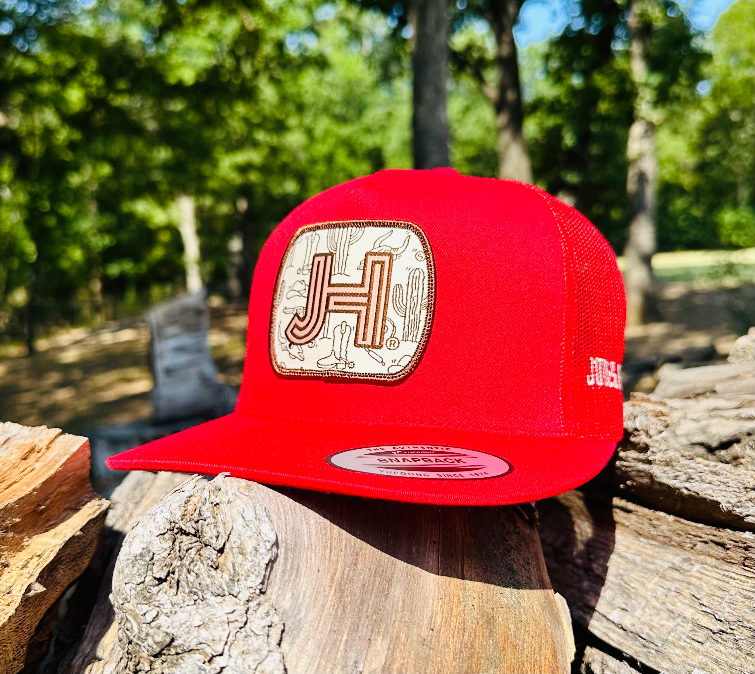 2023 August Collection Jobes Cap- All Red Hats n Boots patch - Jobes Hats