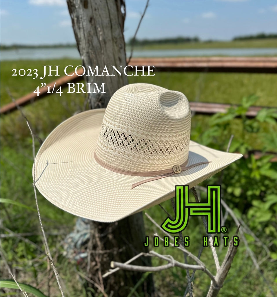 New 2023 JH Straw Hat “COMANCHE” 4”1/4 brim - Jobes Hats