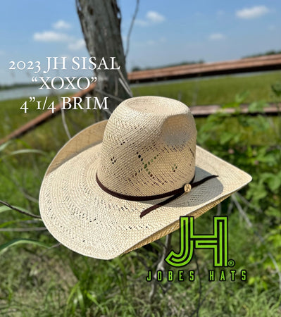 New 2023 JH Straw Hat “SISAL XOXO” 4”1/4 brim - Jobes Hats