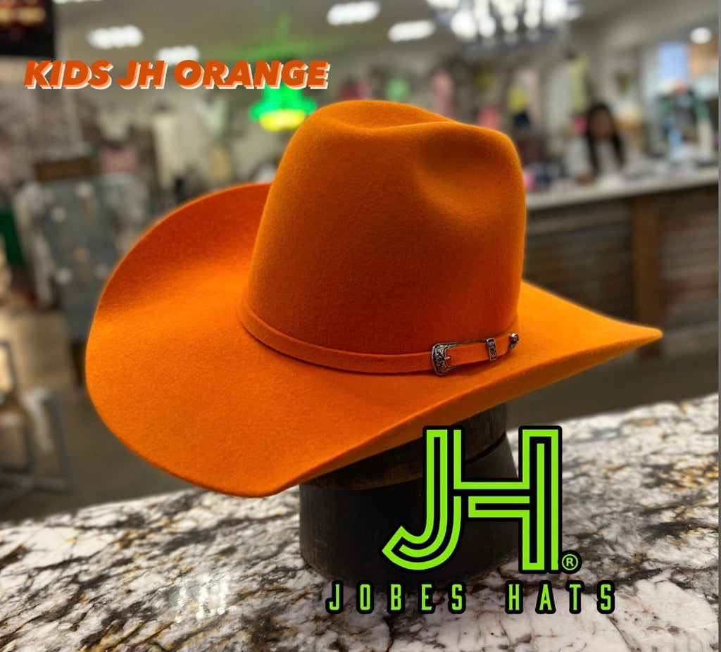 2022 JH Kids Wool Felt “ Orange ” 3”3/4 brim - Jobes Hats