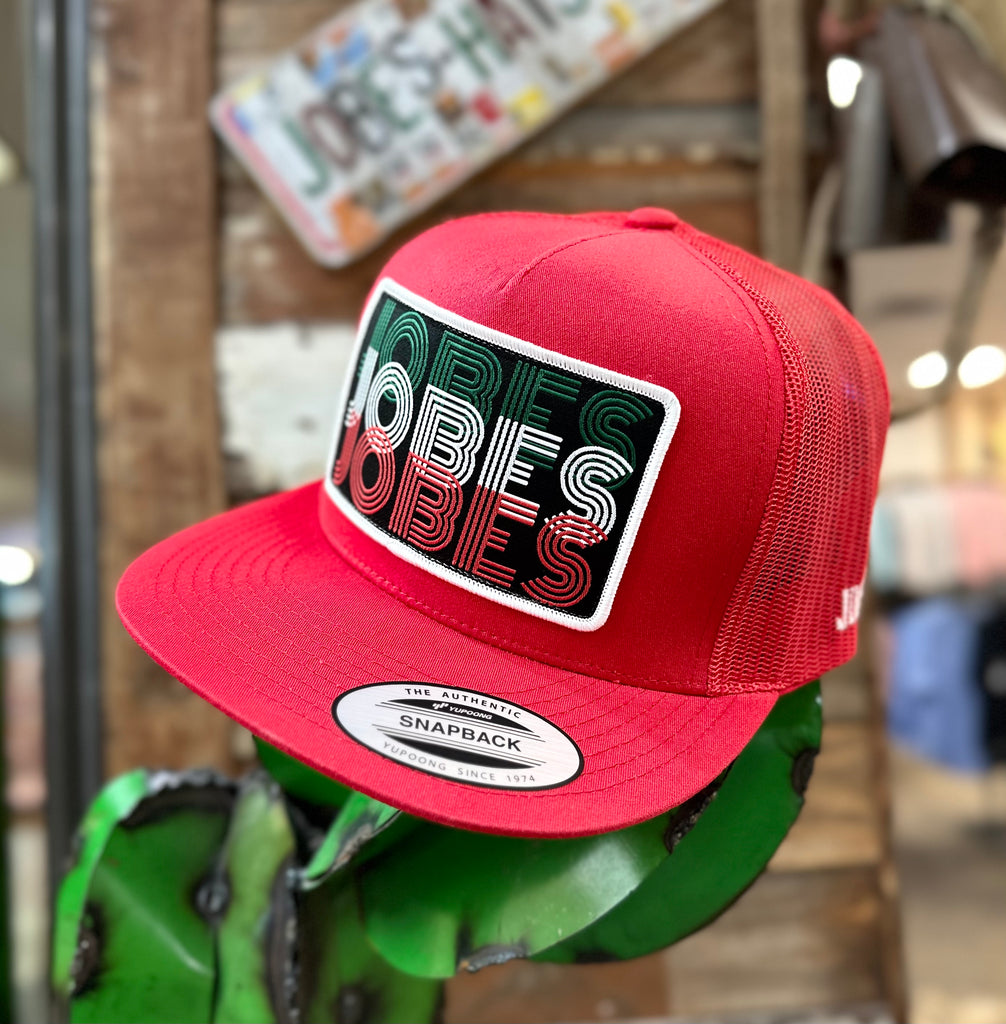 2023 Jobes Hats Trucker All Red triple Mexico patch