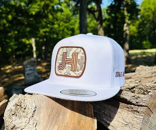 2023 August Collection Jobes Cap- All White Hats n Boots patch - Jobes Hats