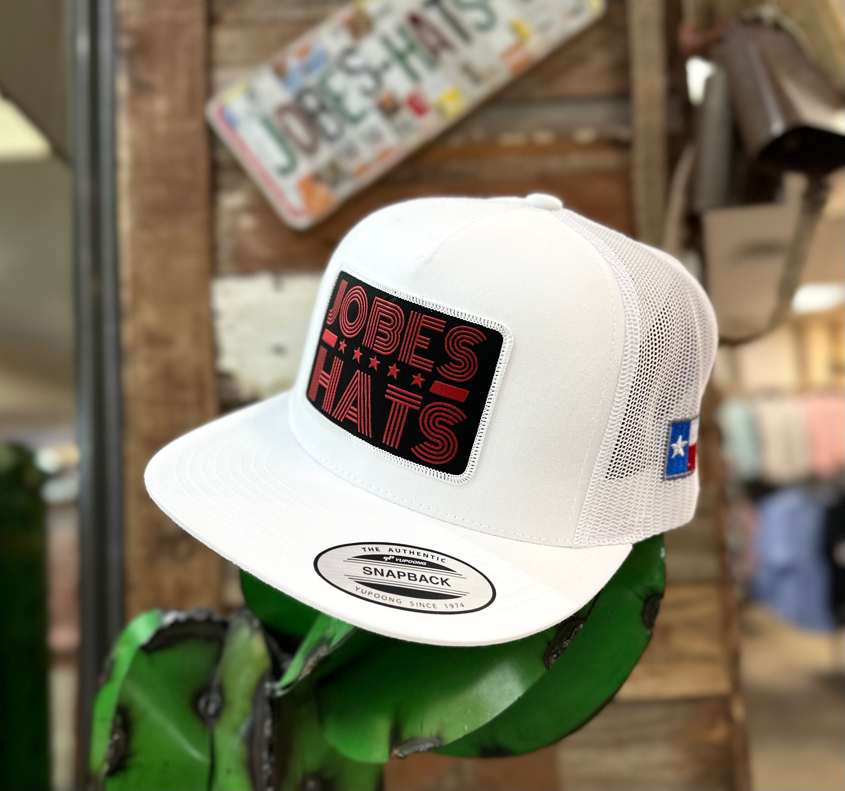 NEW 2023 Jobes Trucker Cap - All White 5 Star patch Red letters - Jobes Hats