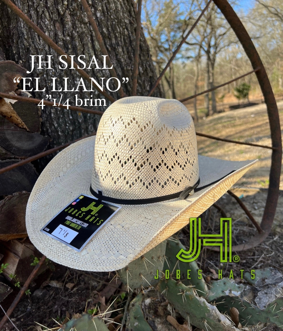 2023 Jobes Hats Straw Hat Sisal ”El Llano” 4”1/4 brim