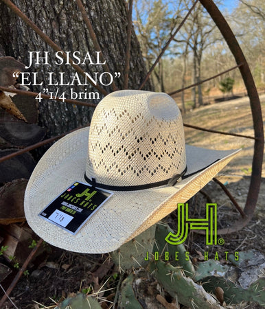 2023 Jobes Hats Straw Hat Sisal ”El Llano”  4”1/4 brim - Jobes Hats