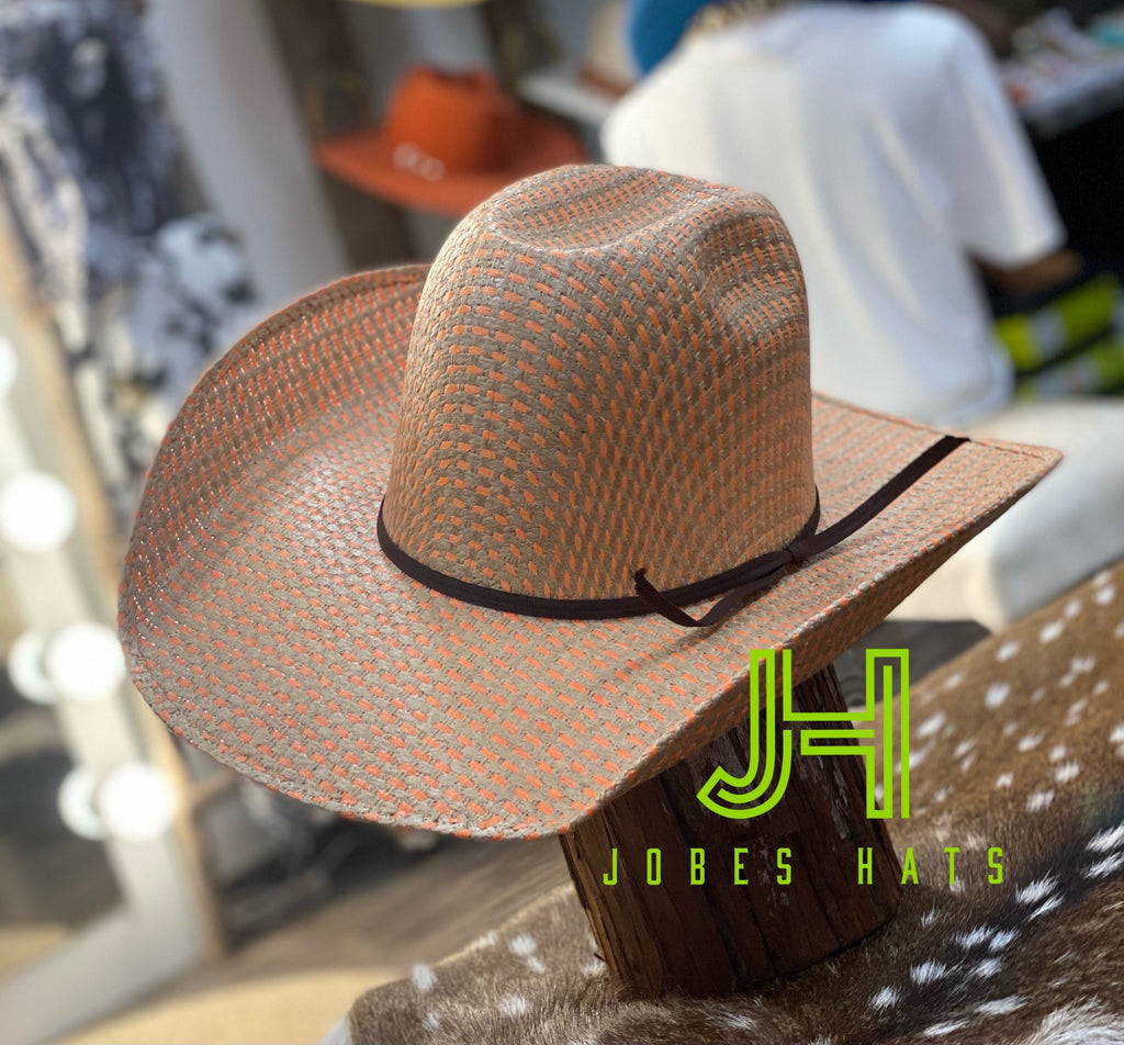 2020 Jobes Hats Straw Hat “ Orange ” Poly Rope 4”1/4 brim