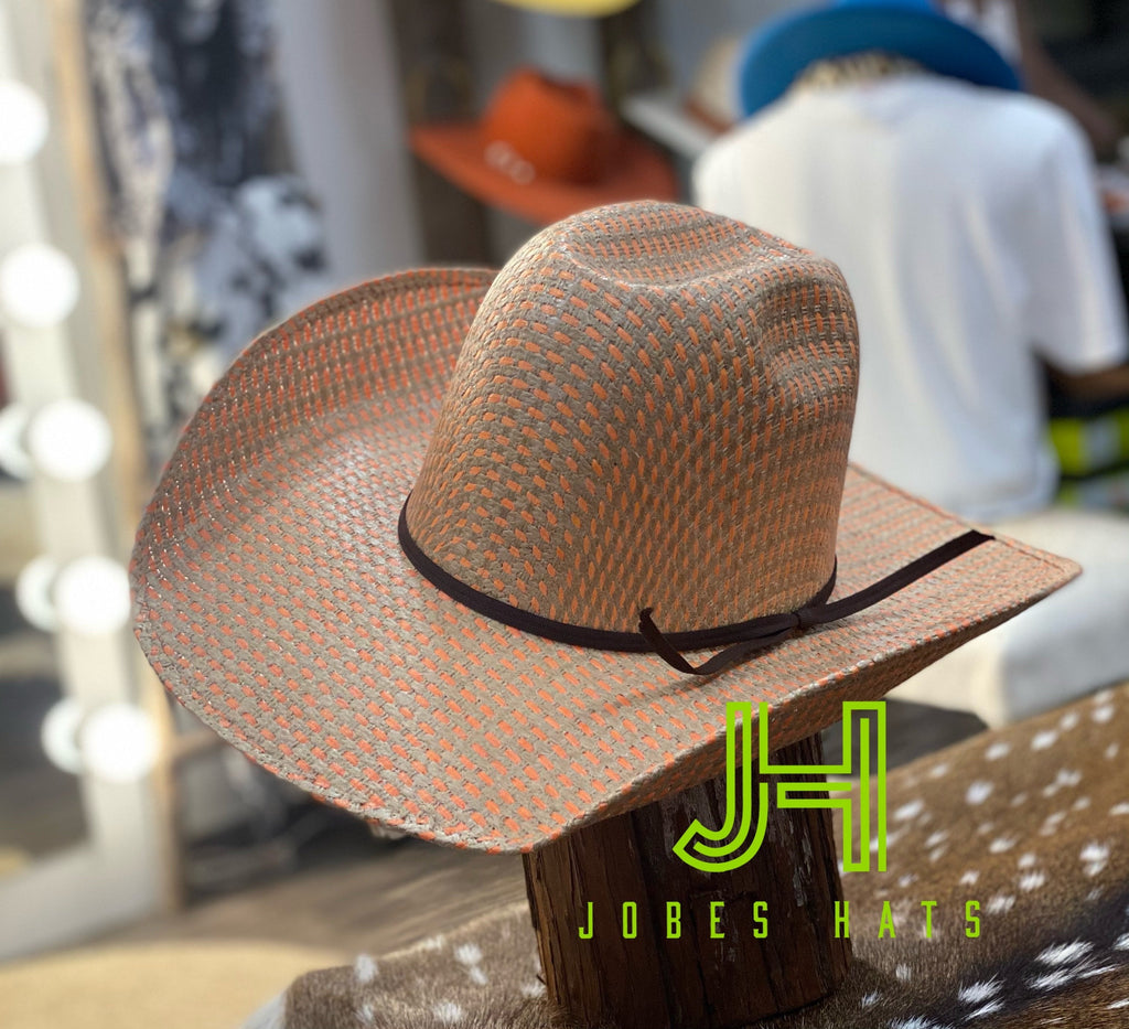 2020 Jobes Hats Straw Hat “ Orange  ” Poly Rope 4”1/4 brim - Jobes Hats