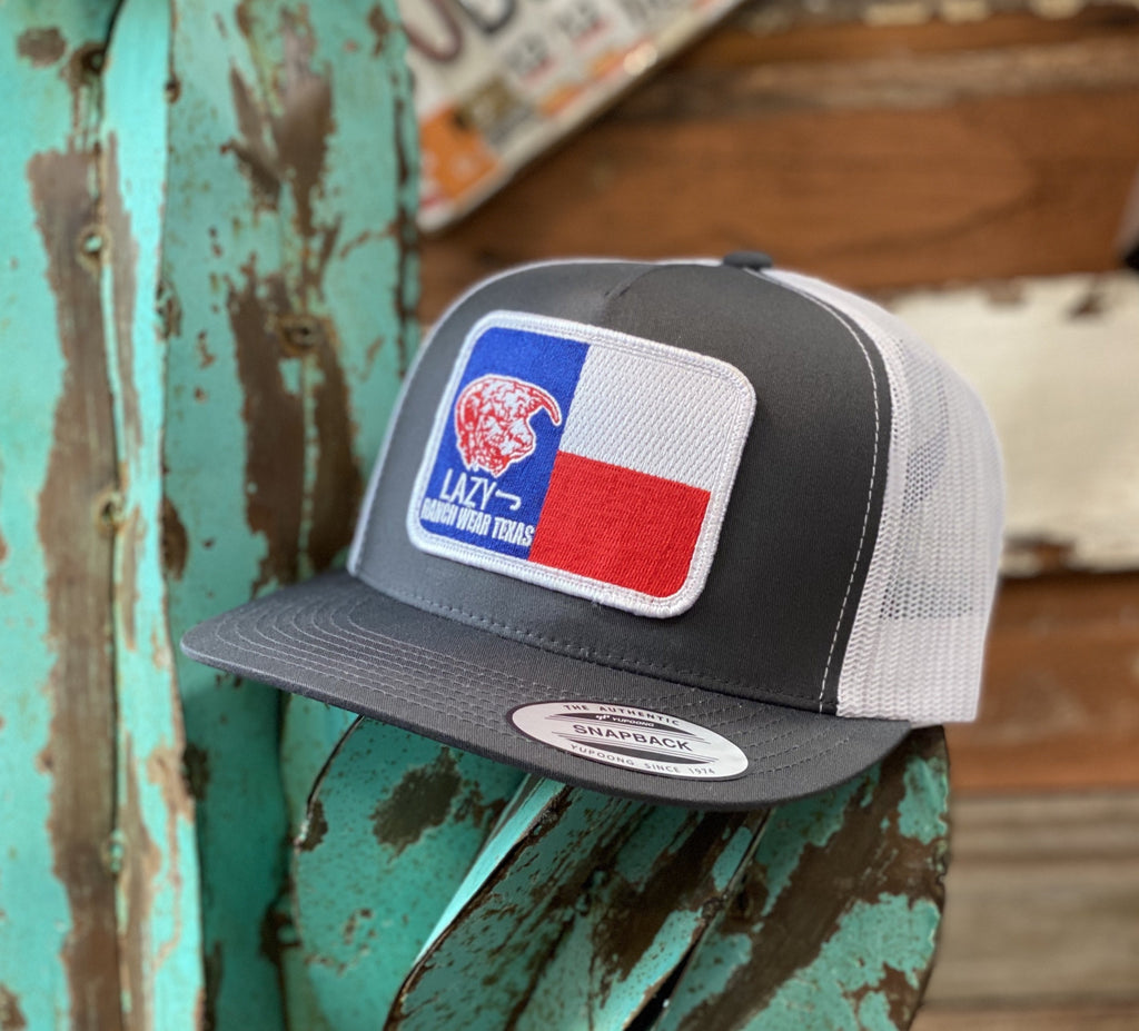 2020 Lazy J cap - Grey/White Texas patch - Jobes Hats
