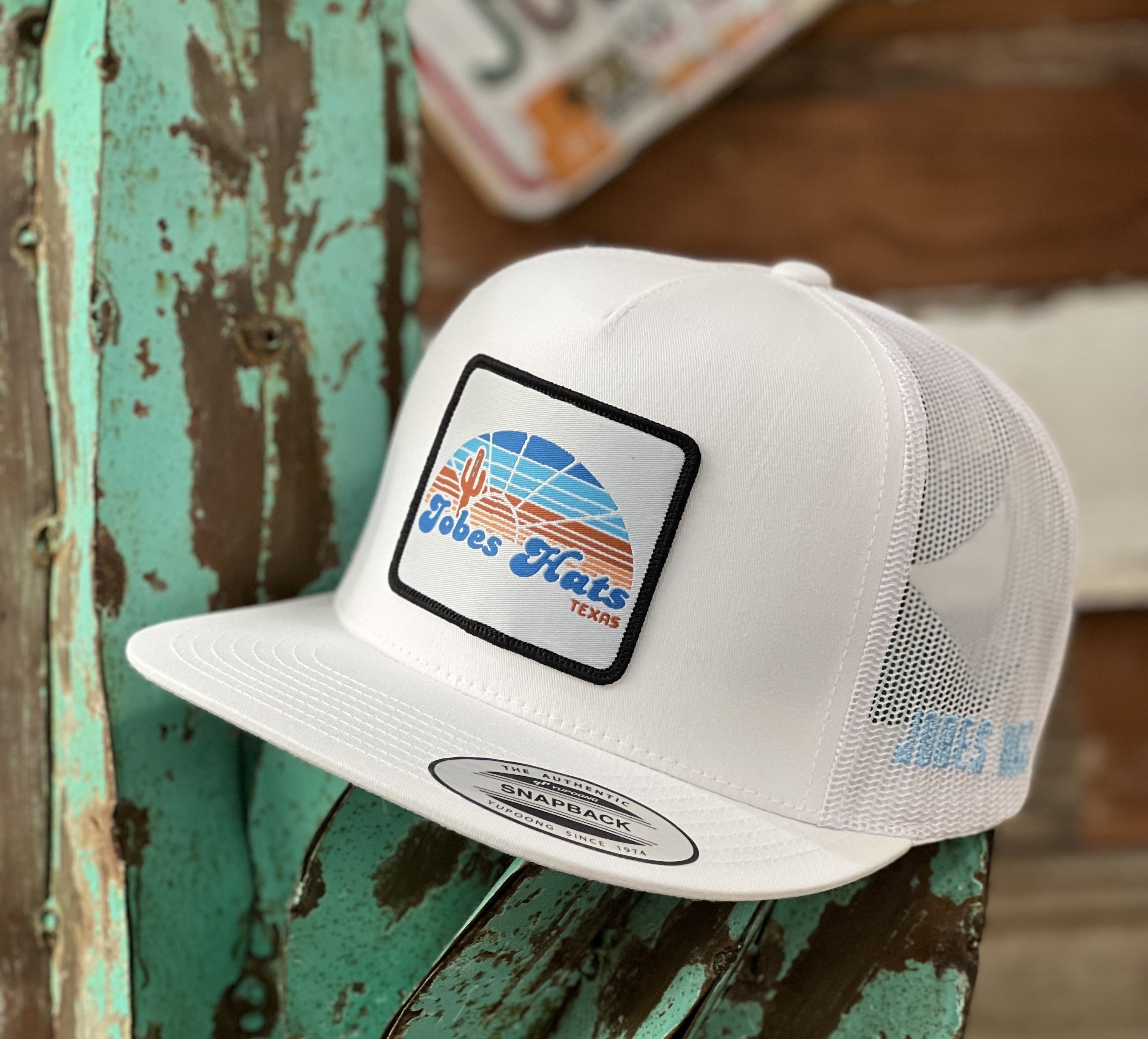 2021 Jobes Hats Trucker - All white cactus sunset (Limited)-Jobe's Hats-Jobes Hats
