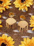 24K Gold Plated Flower Fringe Handmade Colombian Earrings
