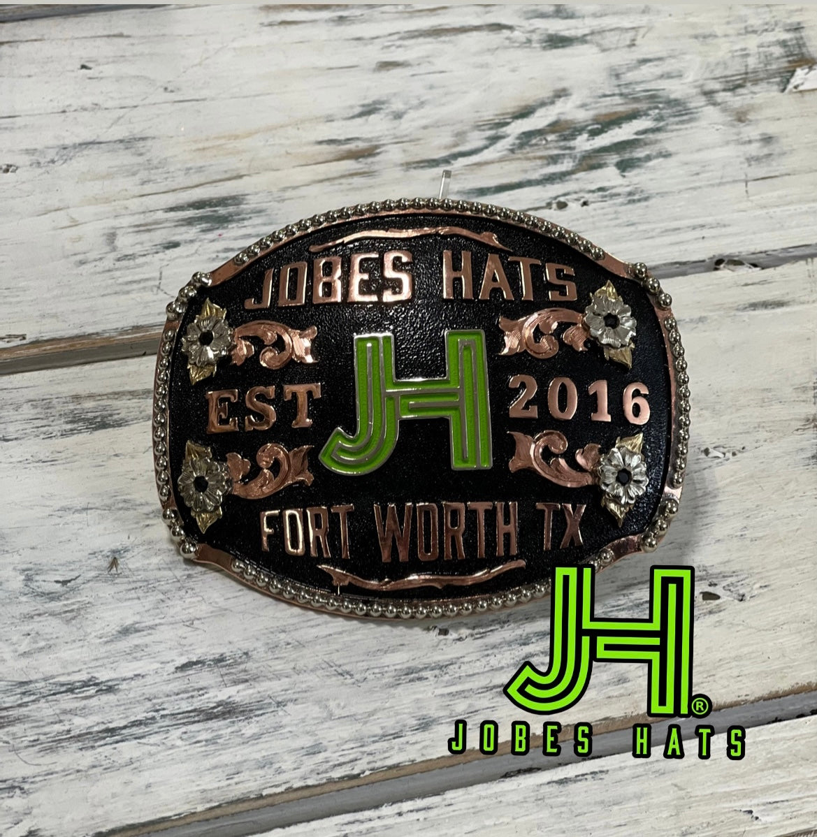 2022 JobesHats Black Oval "JH" Buckle - Jobes Hats