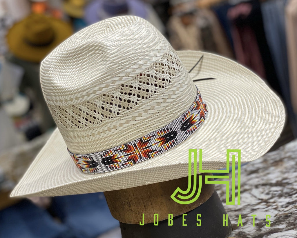 JH Wide Handmade Beaded Hatband- #W6 Silver-Jobe's Hats-Jobes Hats