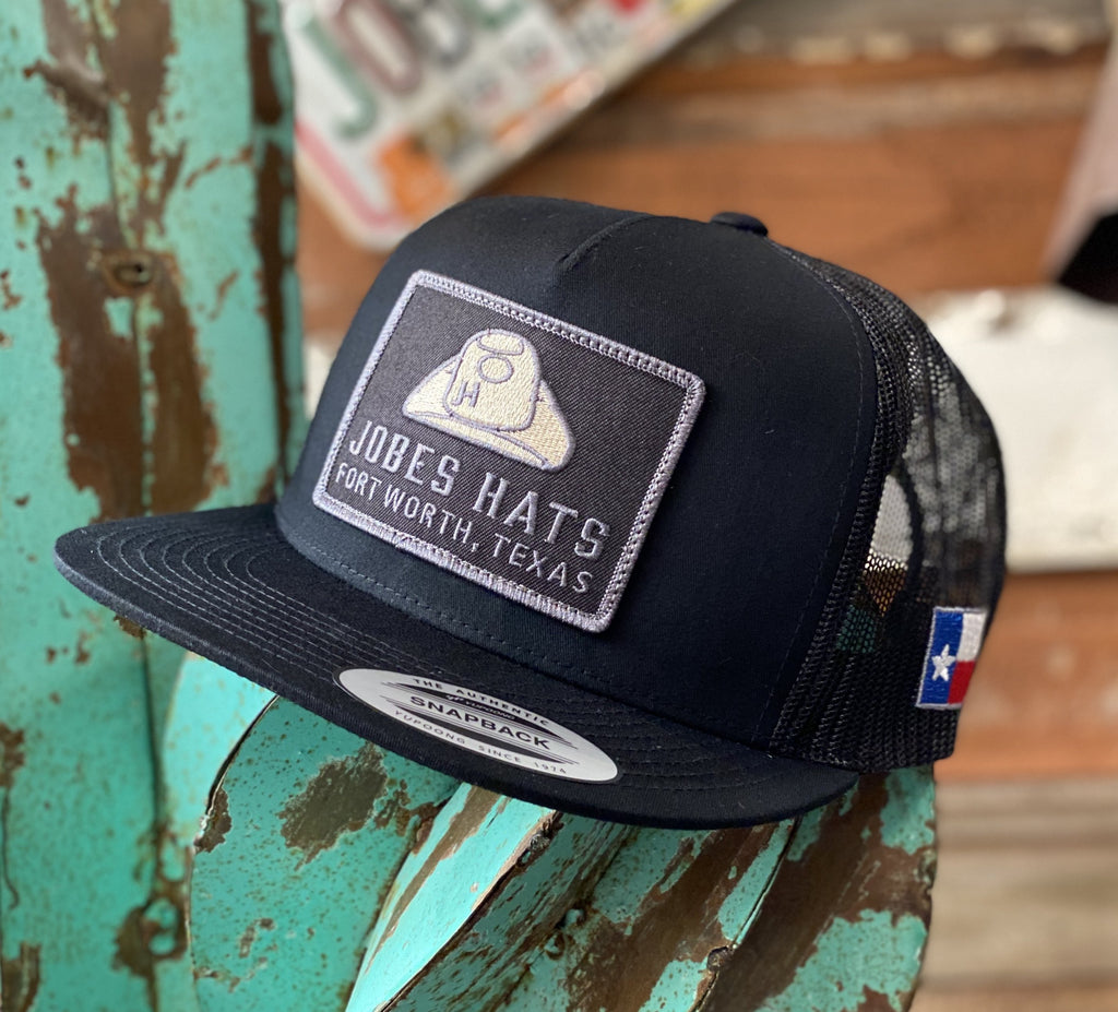 Jobes Hats Trucker - All Black / Grey hat patch - Jobes Hats