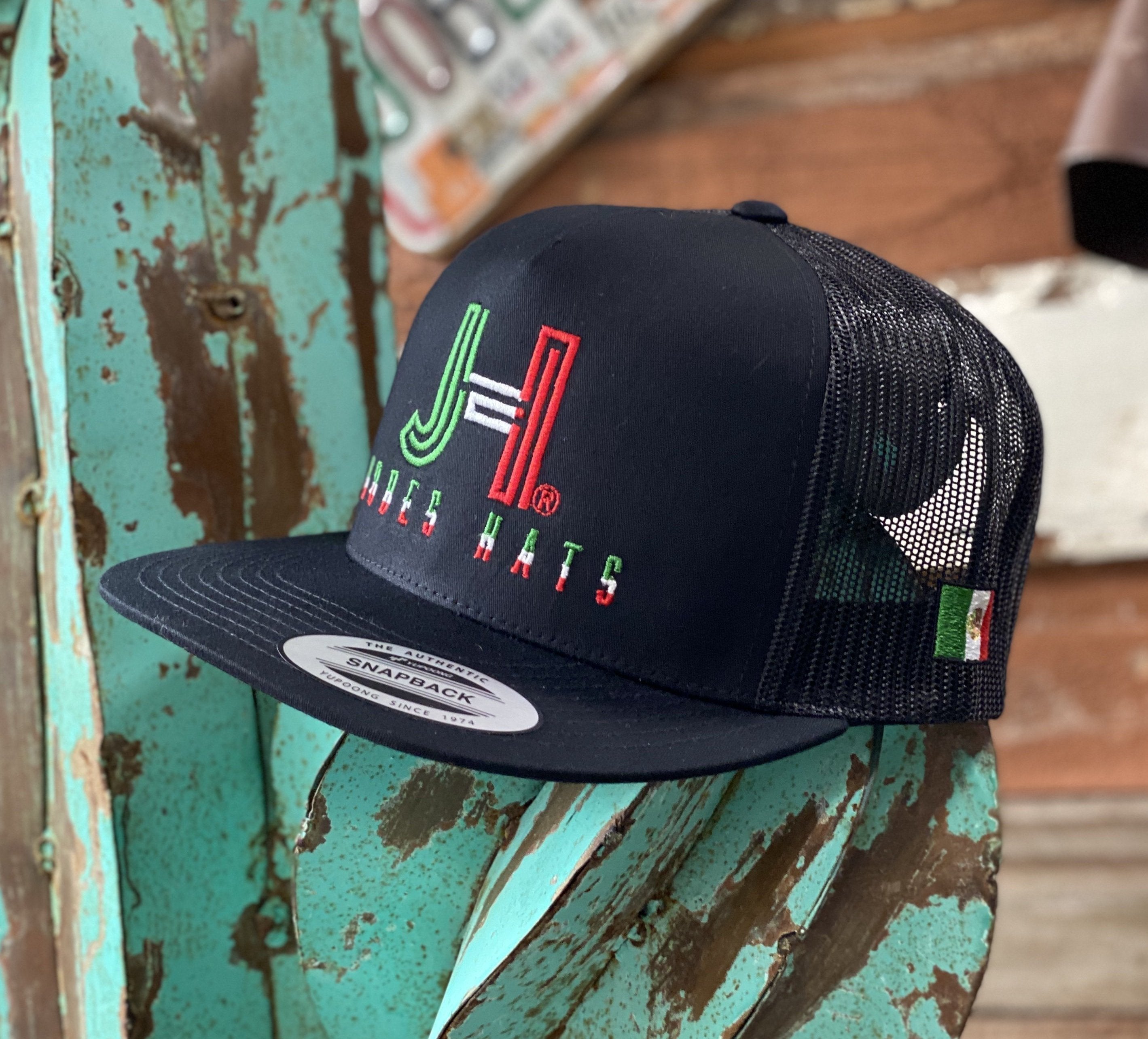 Jobes Hats Trucker - All Black Tricolor / Mexico flag - Jobes Hats