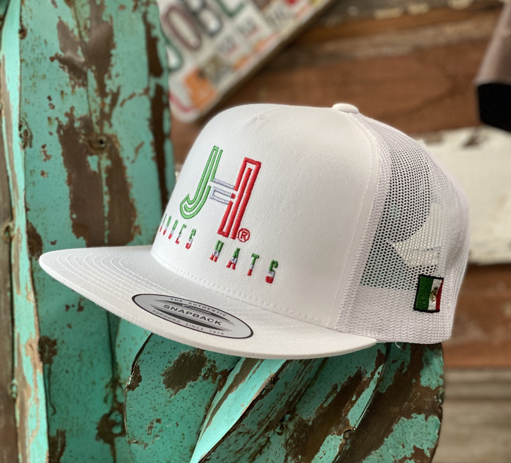 Jobes Hats Trucker - All White Tricolor / Mexico flag - Jobes Hats