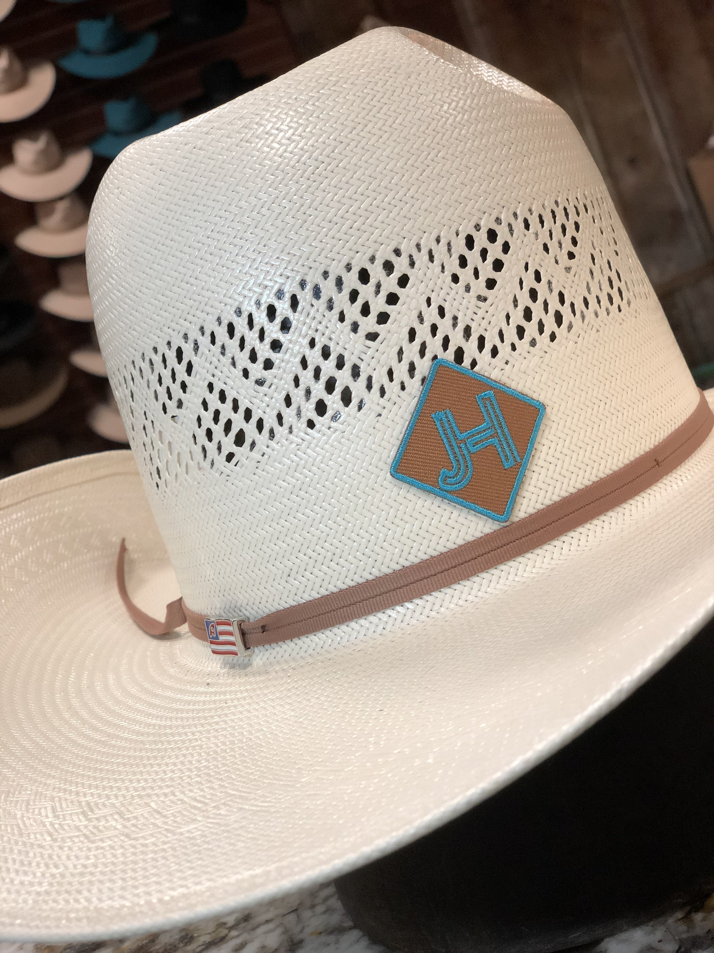 Jobe's Hats - patch/sticker -Diamond- Brown Turquoise JH - Jobes Hats