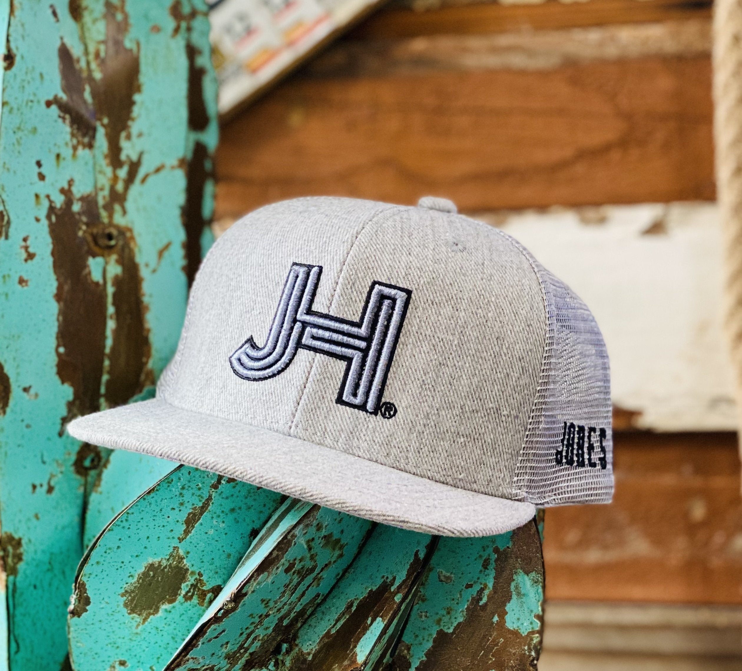 Kids Jobes Hats Trucker - Light Grey Kids Metallic Grey 3D JH Black Outline - Jobes Hats