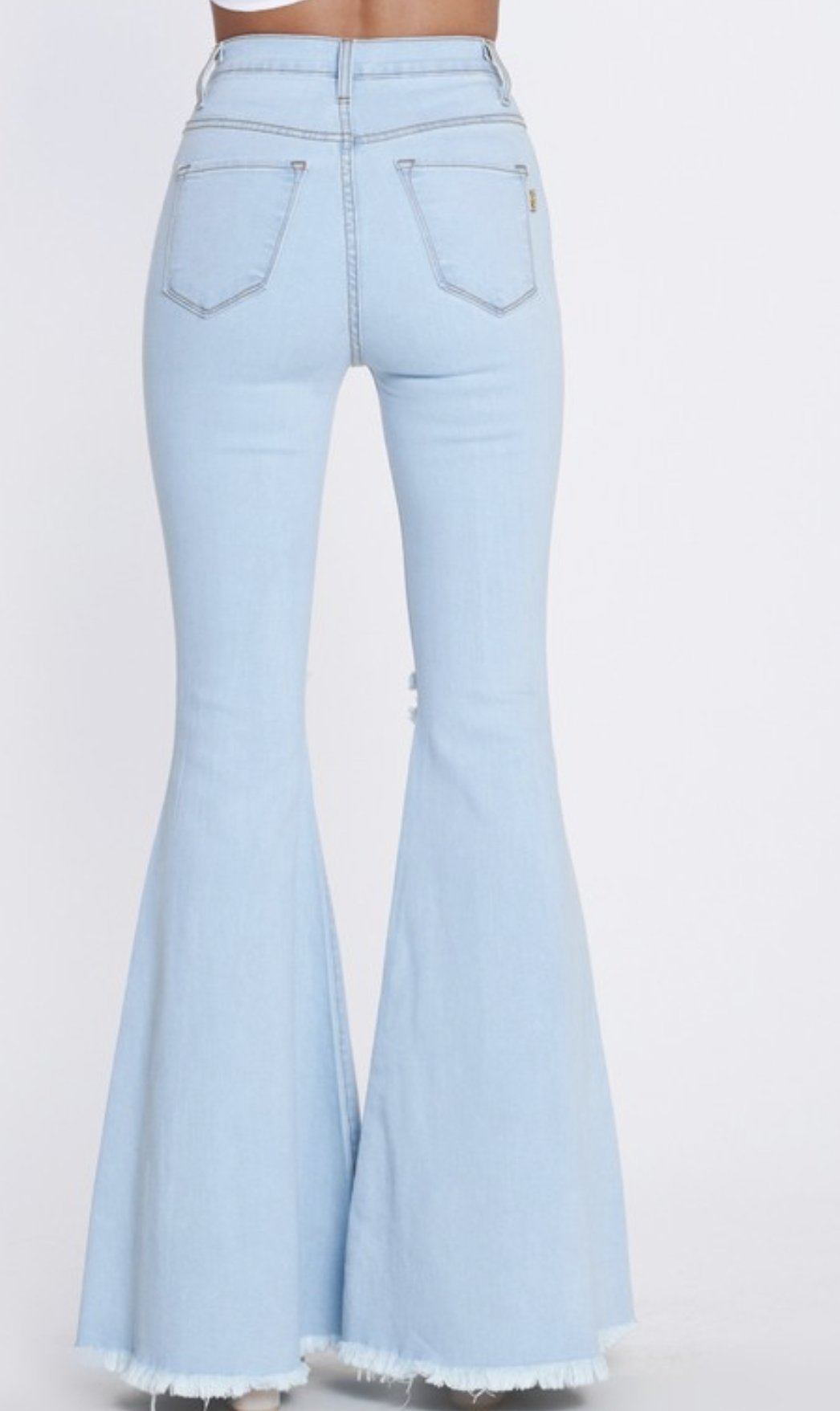 Light Stone Highwaisted Distressed Bell Bottoms - Jobes Hats