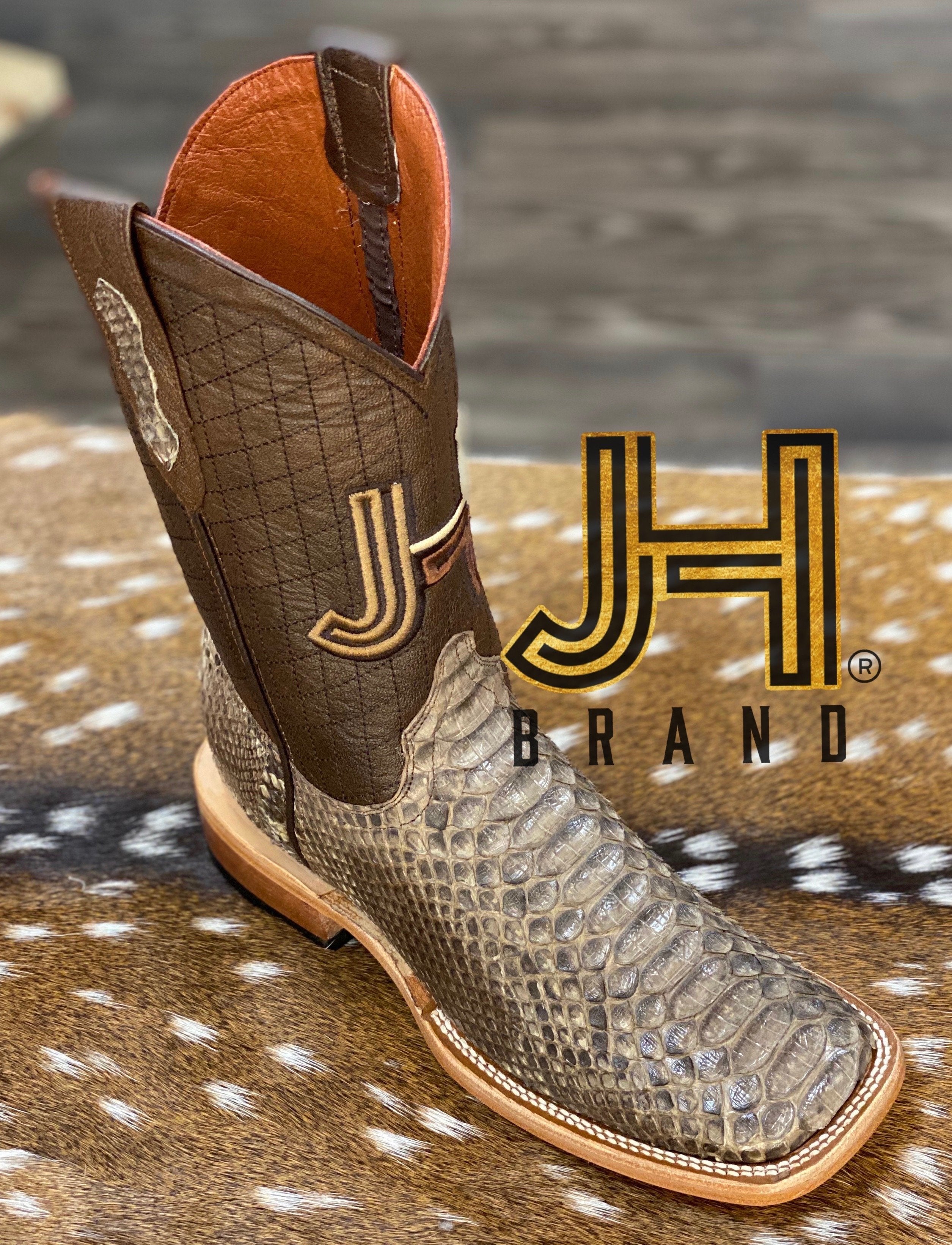 Mens JH Python Mink Square Toe Boots - Jobes Hats