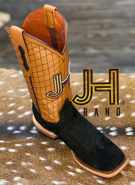 Mens JH Roughout Square Toe Boots “Black” - Jobes Hats