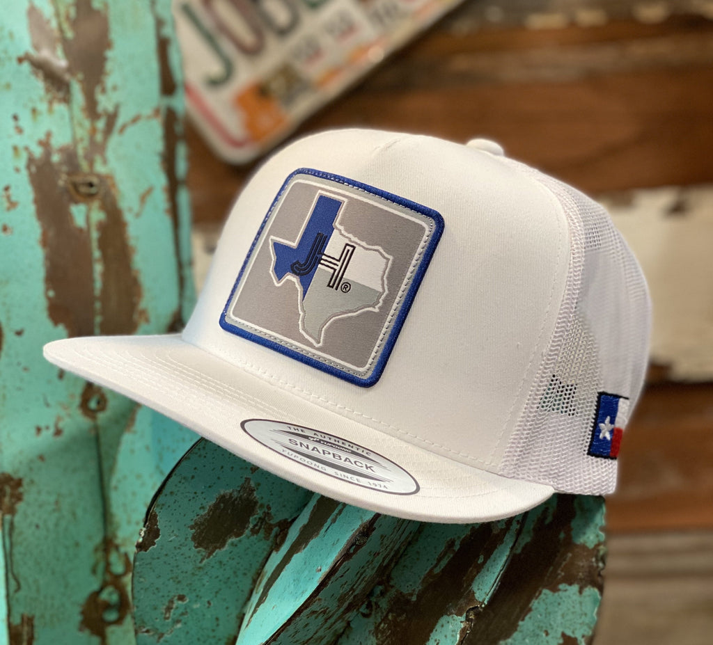 New 2020 Jobes Cap- All white Texas blue/grey patch - Jobes Hats
