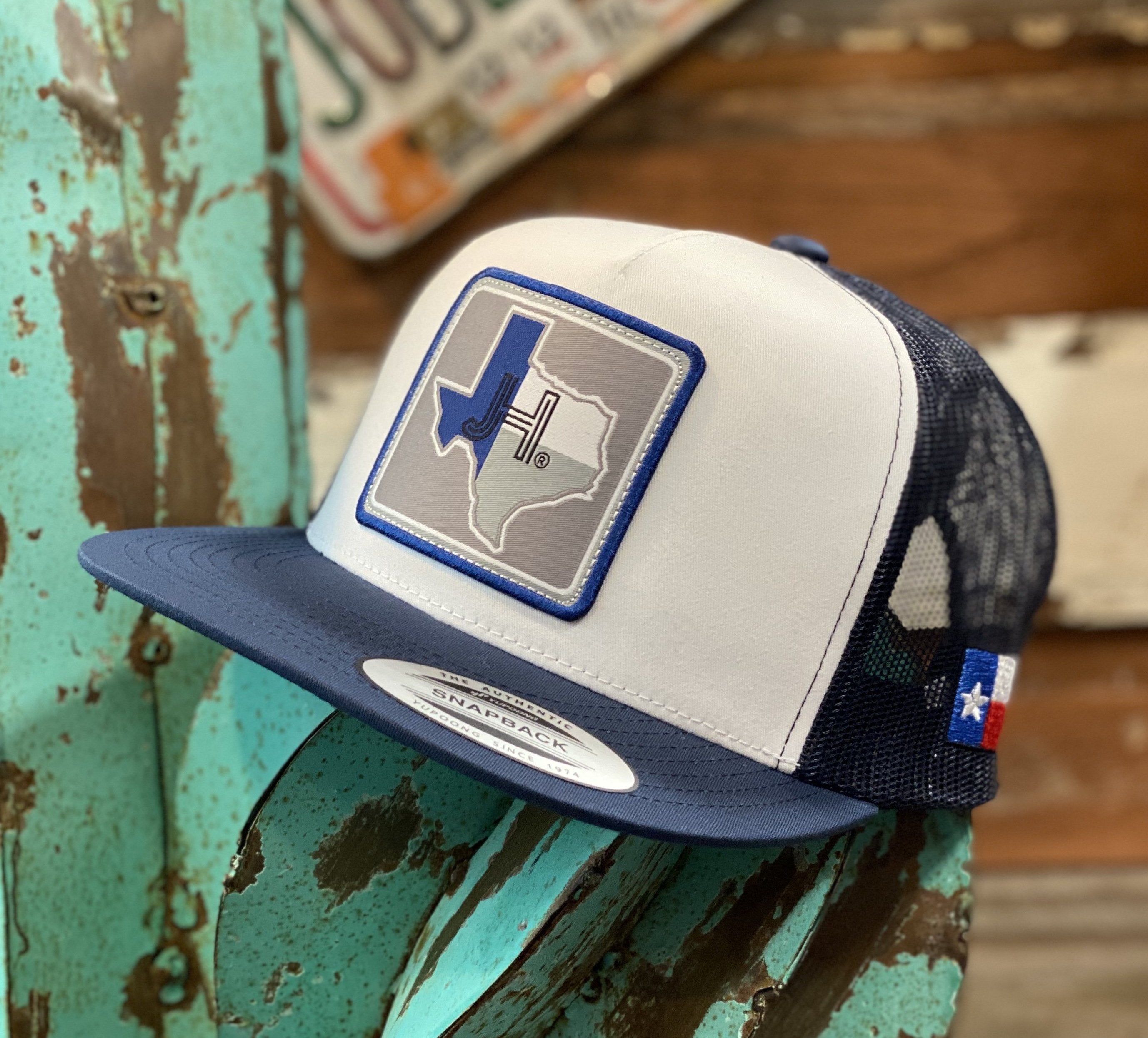 New 2020 Jobes Cap- White and Navy Texas blue/grey patch - Jobes Hats