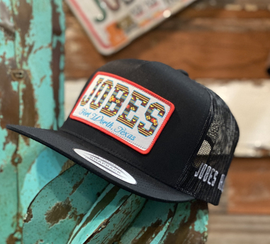 New 2020 Jobes Hats Trucker - All Black Serape patch / Red Border - Jobes Hats