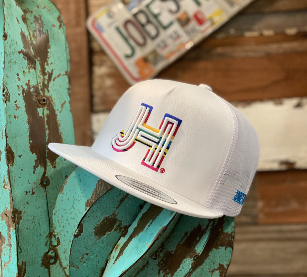 New 2020 Jobes Hats Trucker - All White 3D white/Serape outline - Jobes Hats