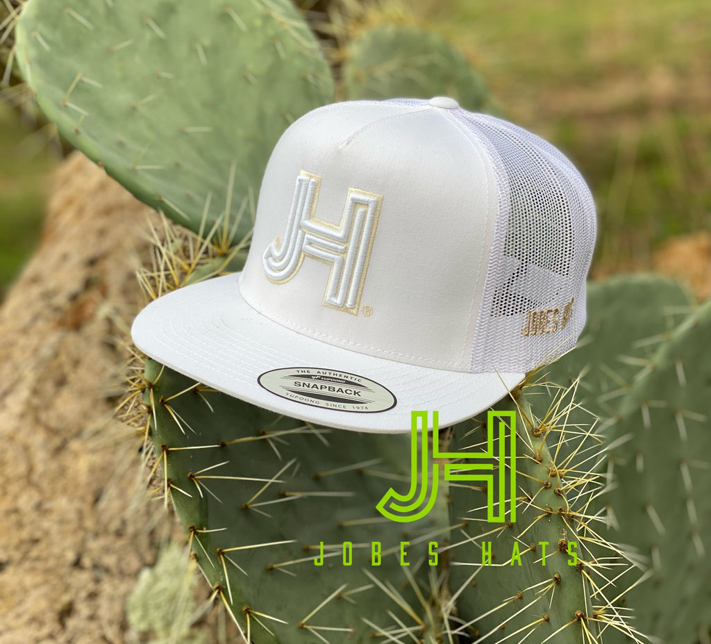 New 2021 Jobes Cap- All White 3D JH White/Cream-Jobes Hats-Jobes Hats