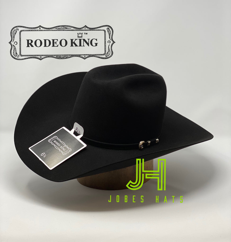 Rodeo King Felt 60X Black 4" 1/4 Brim And Tall Crown 6”1/4 - Jobes Hats