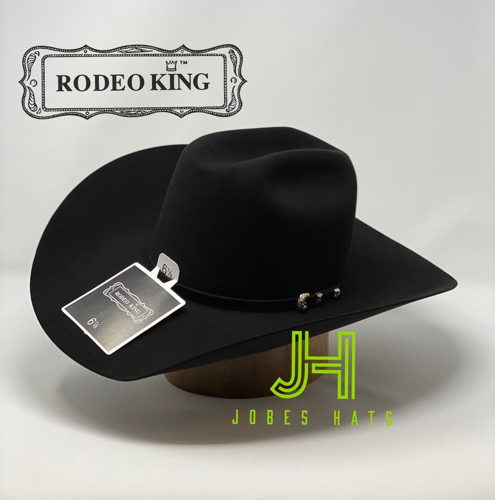 Rodeo King Felt 7X Black 4" 1/2 Brim 6” Crown - Jobes Hats