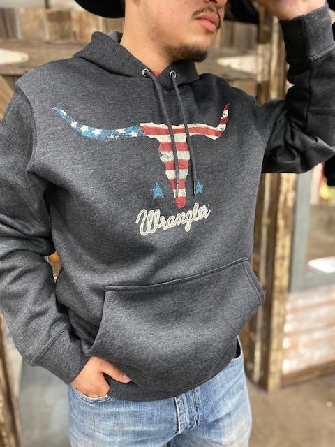 NEW 2023 Mens Wrangler All Grey Texas Longhorn Hoodie - Jobes Hats