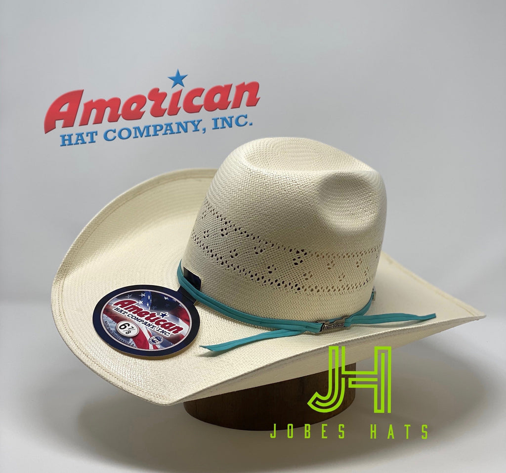 American Hat Co. Straw #7210 L/O  4”1/4 brim Turquoise hatband - Jobes Hats