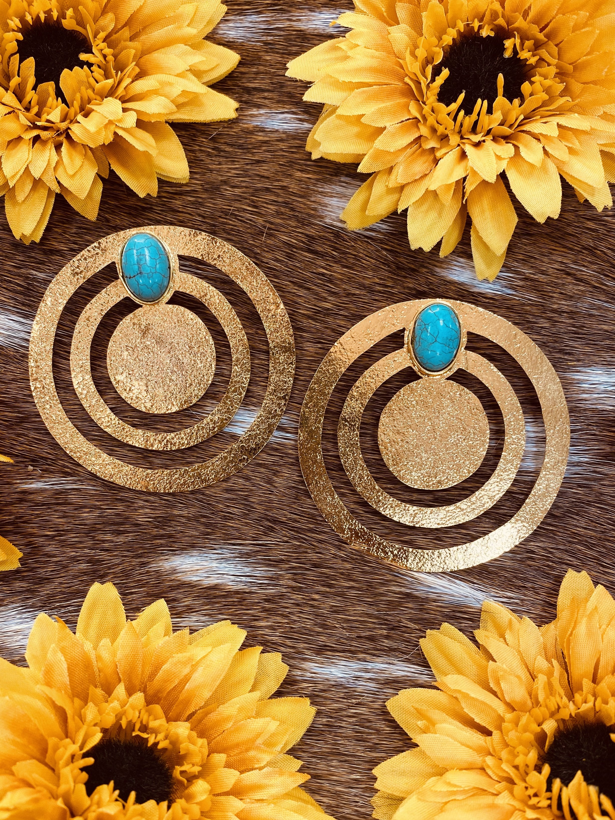 Circle stud Colombian Handmade 24k plated Earrings - Jobes Hats