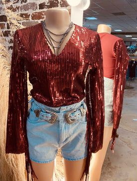 NEW! Nataly's Glitter with Fringe Red Bodysuit - Jobes Hats