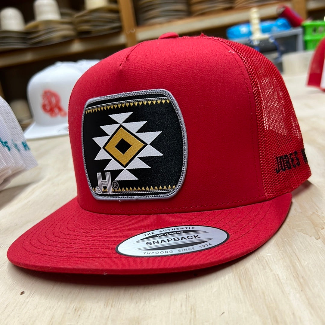 New 2022 Jobes Hats Trucker - All Red Serape patch / Grey border - Jobes Hats
