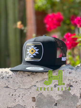 New 2022 Jobes Hats Trucker - All Black Serape patch / Grey border - Jobes Hats