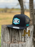 New 2022 Jobes Trucker Cap-  All Black JH Turquoise Aztec Patch