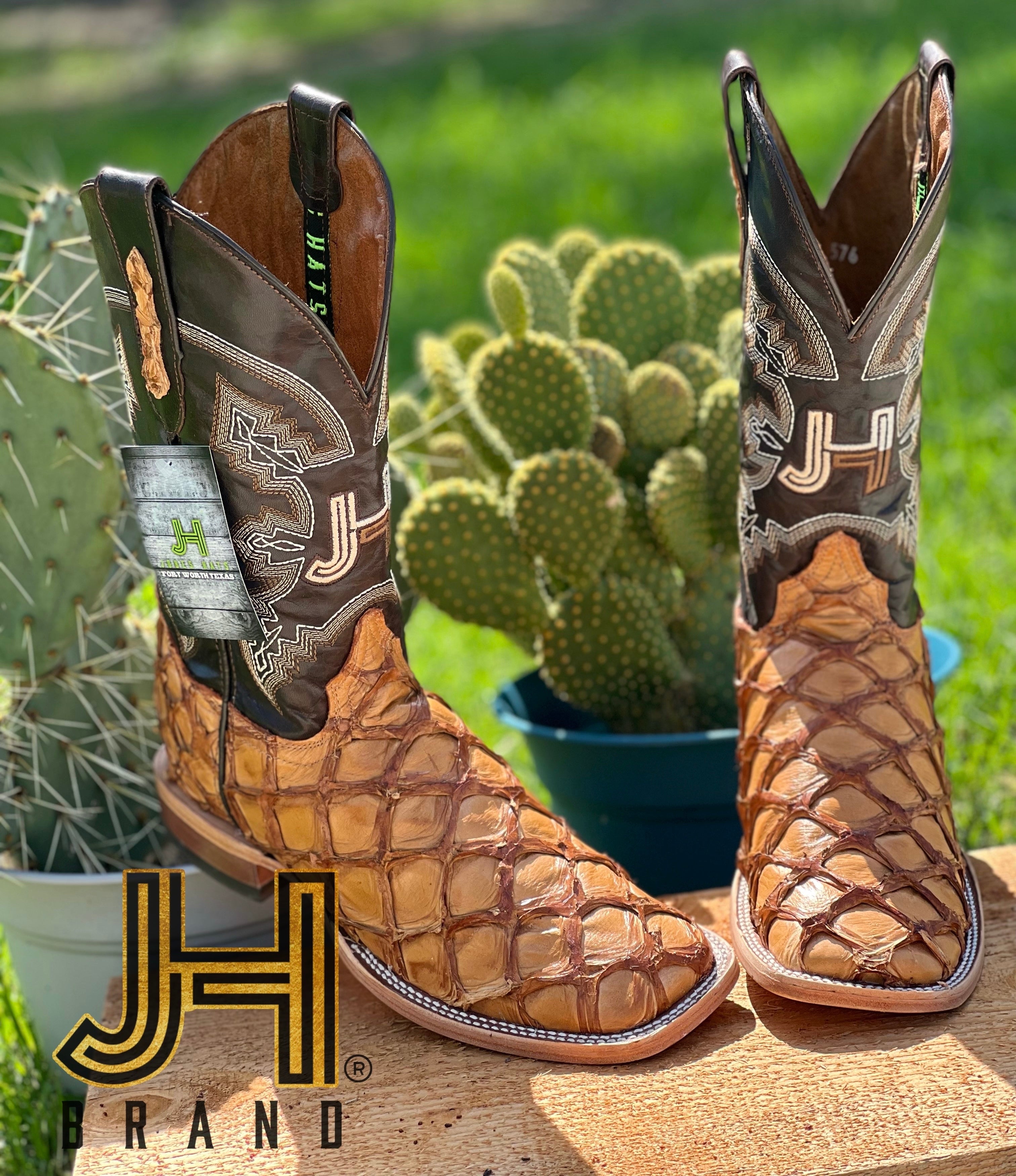 Mens JH "Pescado Antique Saddle"  Square Toe Boots - Jobes Hats